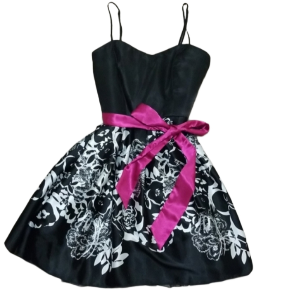 Formal Dress with Pink Tie Belt
